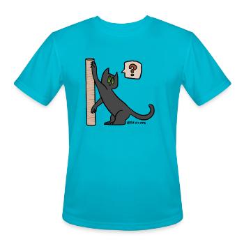 The Scratching Post Dilema - Men's Moisture Wicking Performance T-Shirt - turquoise - Front - Jackson (183cm)
