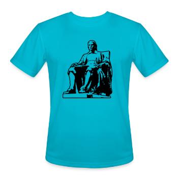 Statue of John Harvard - Men's Moisture Wicking Performance T-Shirt - turquoise - Front - Jackson (183cm)