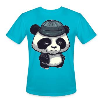 Cool panda bear with wool hat - Men's Moisture Wicking Performance T-Shirt - turquoise - Front - Jackson (183cm)