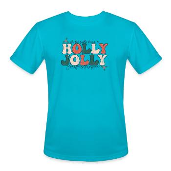 Holly Jolly Retro Christmas - Men's Moisture Wicking Performance T-Shirt - turquoise - Front - Jackson (183cm)