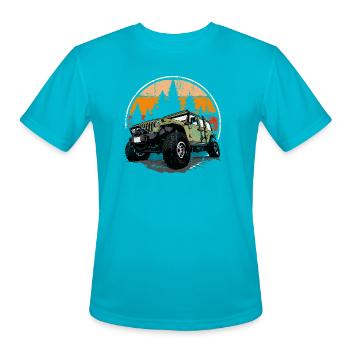 Trailbound Jeep Sunset Forest - Men's Moisture Wicking Performance T-Shirt - turquoise - Front - Jackson (183cm)