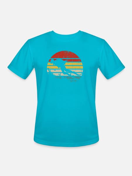 Surfer Sunset Retro Stripes - Men's Moisture Wicking Performance T-Shirt - turquoise