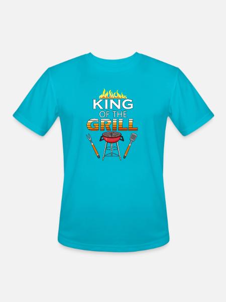 KING OF THE GRILL - Men's Moisture Wicking Performance T-Shirt - turquoise