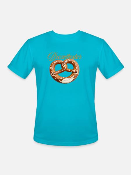 Traditional Bavarian Pretzel Design - Men's Moisture Wicking Performance T-Shirt - turquoise
