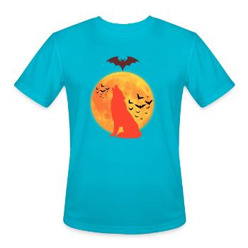 Wolf Howl  - Men's Moisture Wicking Performance T-Shirt - turquoise - Front - Jackson (183cm)