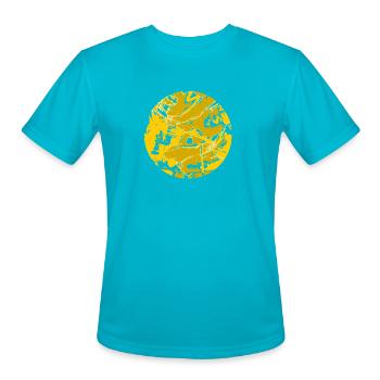 Golden Circular Brush Sunburst - Men's Moisture Wicking Performance T-Shirt - turquoise - Front - Jackson (183cm)
