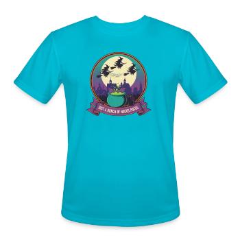 Moonlit Witch Cauldron Cityscape - Men's Moisture Wicking Performance T-Shirt - turquoise - Front - Jackson (183cm)