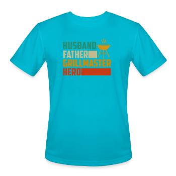 Grillmaster Hero: Husband and Father - Men's Moisture Wicking Performance T-Shirt - turquoise - Front - Jackson (183cm)