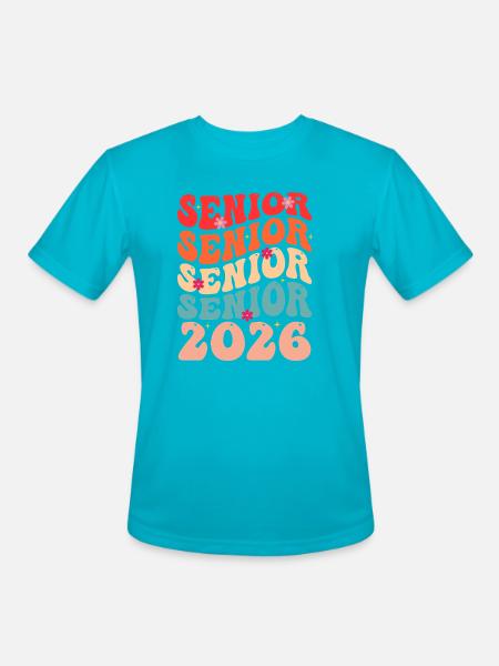 Senior Class 2026 Floral Rainbow - Men's Moisture Wicking Performance T-Shirt - turquoise