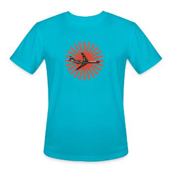 Red Sunburst plane Emblem - Men's Moisture Wicking Performance T-Shirt - turquoise - Front - Jackson (183cm)