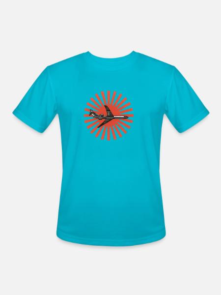 Red Sunburst plane Emblem - Men's Moisture Wicking Performance T-Shirt - turquoise