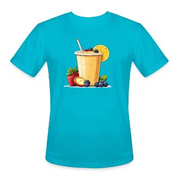 Citrus Berry Smoothie Cup - Men's Moisture Wicking Performance T-Shirt - turquoise - Front - Jackson (183cm)
