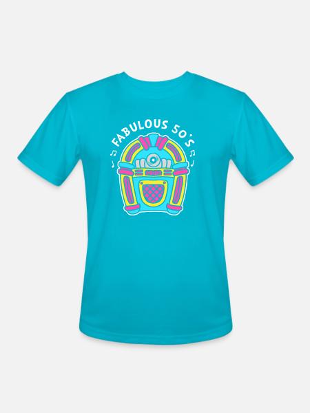 Jukebox 50s Sock Hop Dancer - Men's Moisture Wicking Performance T-Shirt - turquoise