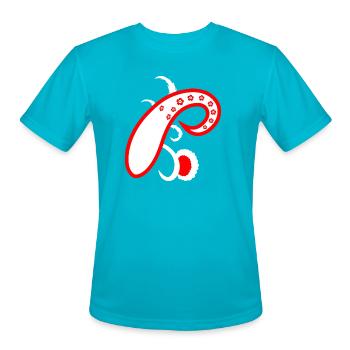Floral Clip Art – Ethnic Paisley Design Print - Men's Moisture Wicking Performance T-Shirt - turquoise - Front - Jackson (183cm)