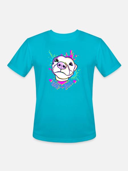 Boop-a-Bull Neon Splash - Men's Moisture Wicking Performance T-Shirt - turquoise