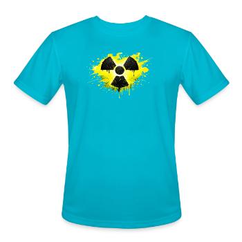 Radioactive warning symbol in a splash design - Men's Moisture Wicking Performance T-Shirt - turquoise - Front - Jackson (183cm)