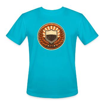 Vintage Shield Emblem with Laurel - Men's Moisture Wicking Performance T-Shirt - turquoise - Front - Jackson (183cm)