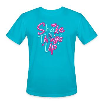 Shake Things Up Neon Sign Tee - Men's Moisture Wicking Performance T-Shirt - turquoise - Front - Jackson (183cm)