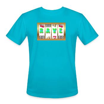 Rave Neon Slot Letters - Men's Moisture Wicking Performance T-Shirt - turquoise - Front - Jackson (183cm)
