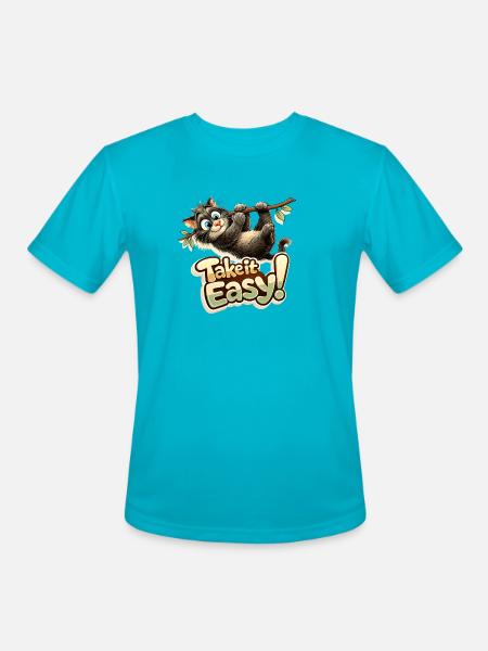 Take It Easy Sloth Graphic - Men's Moisture Wicking Performance T-Shirt - turquoise
