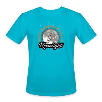 Chasing Dreams | Moonlight Moon Art - Men's Moisture Wicking Performance T-Shirt - turquoise - Front - Jackson (183cm)