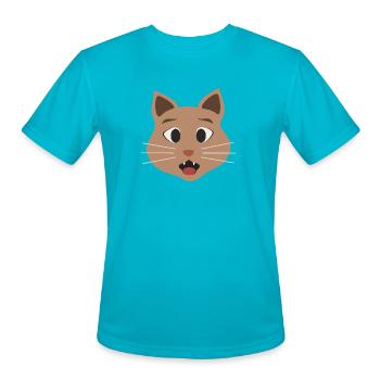 Surprised cat - Men's Moisture Wicking Performance T-Shirt - turquoise - Front - Jackson (183cm)