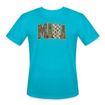 MAMI Camo Checkerboard - Men's Moisture Wicking Performance T-Shirt - turquoise - Front - Jackson (183cm)