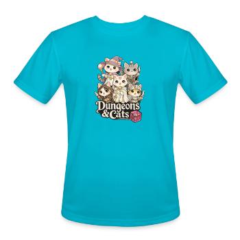 Dungeons & Cats - Men's Moisture Wicking Performance T-Shirt - turquoise - Front - Jackson (183cm)