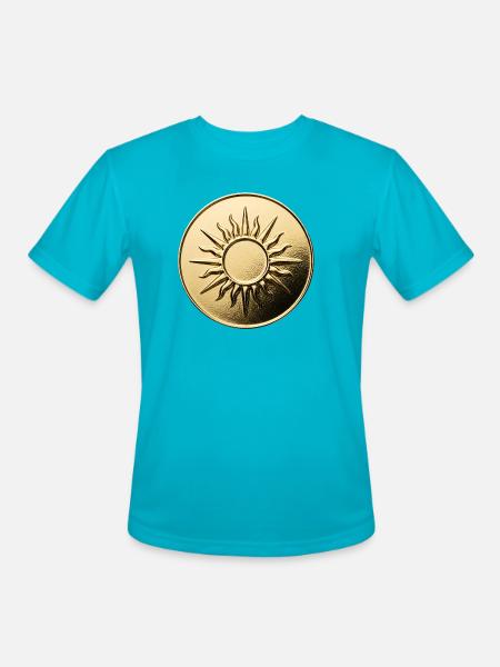 Golden Sunburst Emblem - Men's Moisture Wicking Performance T-Shirt - turquoise