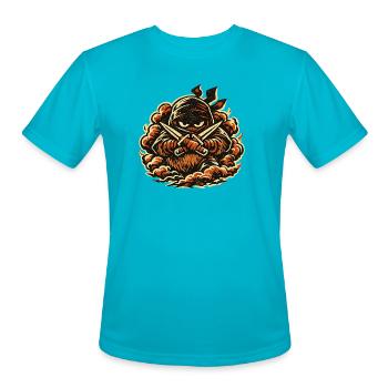 Kiwi Shadow Ninja — Funny Fruit Dark Ninja Vintage - Men's Moisture Wicking Performance T-Shirt - turquoise - Front - Jackson (183cm)