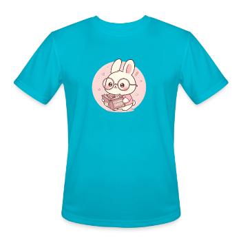Overthinking Queen Bunny Reading - Men's Moisture Wicking Performance T-Shirt - turquoise - Front - Jackson (183cm)