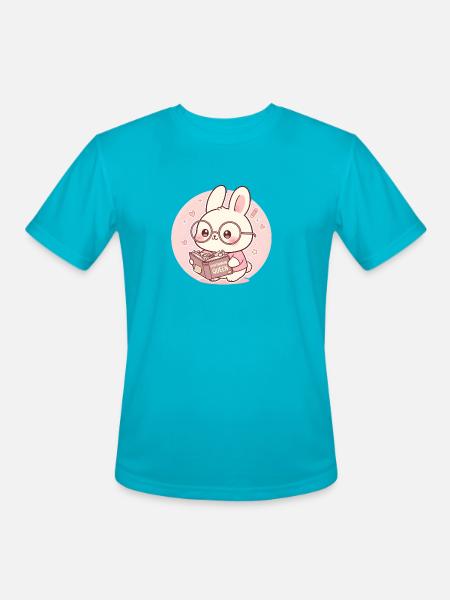 Overthinking Queen Bunny Reading - Men's Moisture Wicking Performance T-Shirt - turquoise