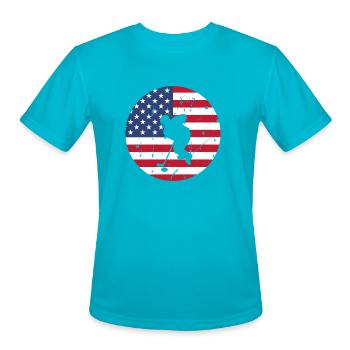 Patriotic Hockey Hero - Men's Moisture Wicking Performance T-Shirt - turquoise - Front - Jackson (183cm)