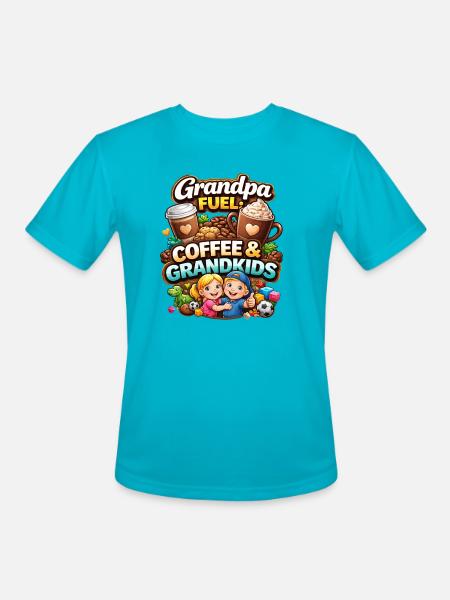 Grandpa Fuel Coffee & Grandkids - Men's Moisture Wicking Performance T-Shirt - turquoise