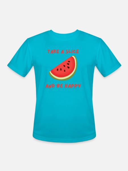 watermelon slice - Men's Moisture Wicking Performance T-Shirt - turquoise