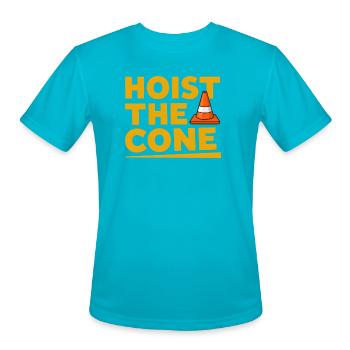 Hoist The Cone - Men's Moisture Wicking Performance T-Shirt - turquoise - Front - Jackson (183cm)