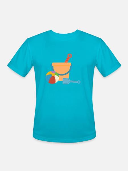 Beach Bucket Playset - Men's Moisture Wicking Performance T-Shirt - turquoise