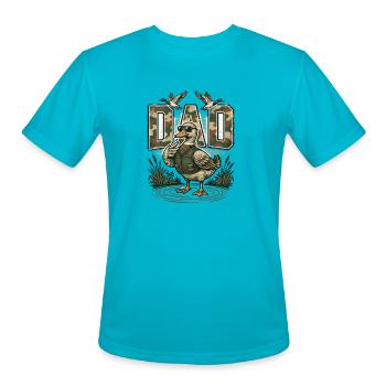 Camo Duck Dad Vintage Engraving T-Shirt Design_ - Men's Moisture Wicking Performance T-Shirt - turquoise - Front - Jackson (183cm)