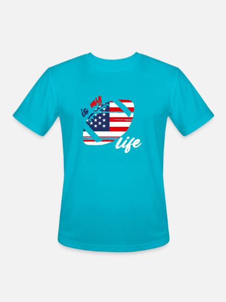 Patriotic Football Life - Men's Moisture Wicking Performance T-Shirt - turquoise