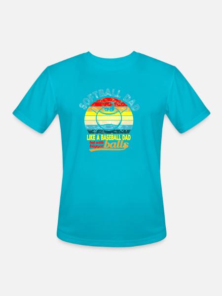 Softball Dad Humor Tee - Men's Moisture Wicking Performance T-Shirt - turquoise