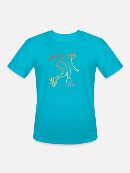 Roller Skater Sketch - Men's Moisture Wicking Performance T-Shirt - turquoise