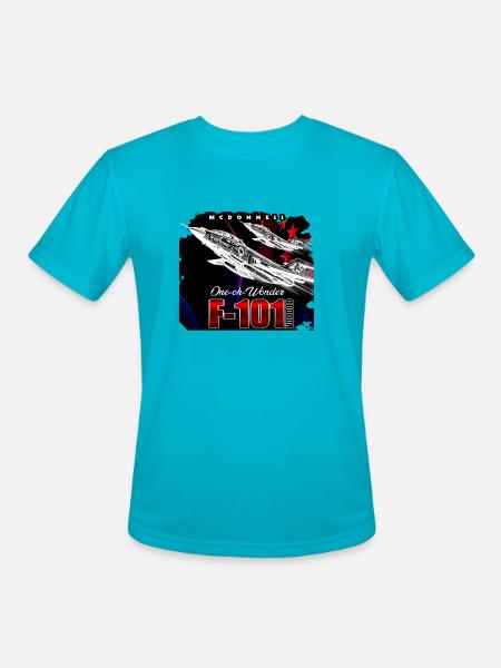 One-Oh-Wonder F-101 Jet Art - Men's Moisture Wicking Performance T-Shirt - turquoise