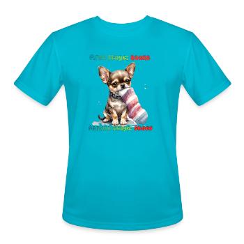 Chihuahua Sock Munching - Men's Moisture Wicking Performance T-Shirt - turquoise - Front - Jackson (183cm)