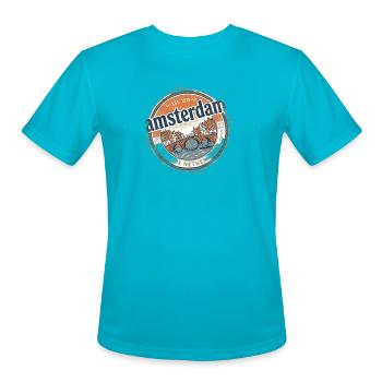 Amsterdam Bridge City Seal - Men's Moisture Wicking Performance T-Shirt - turquoise - Front - Jackson (183cm)