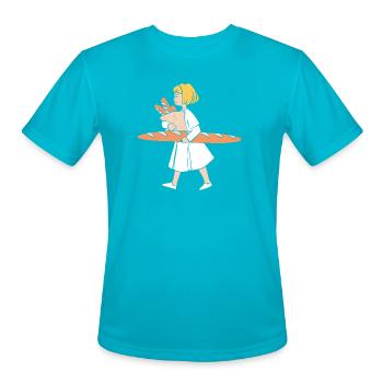 French Bread Baguette Bread - Men's Moisture Wicking Performance T-Shirt - turquoise - Front - Jackson (183cm)