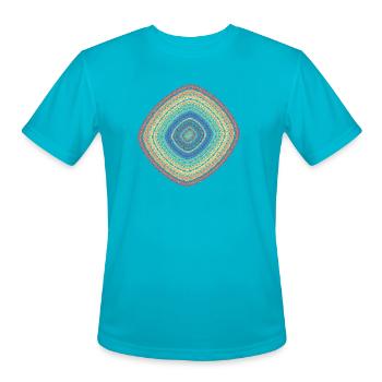 Color Melody of Summer – Fractal Art - Men's Moisture Wicking Performance T-Shirt - turquoise - Front - Jackson (183cm)