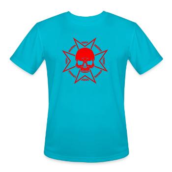 Red Skull Star Emblem - Men's Moisture Wicking Performance T-Shirt - turquoise - Front - Jackson (183cm)