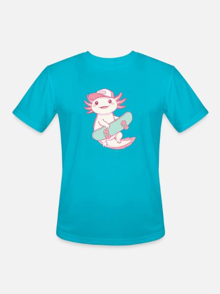 Axolotl Skater - Men's Moisture Wicking Performance T-Shirt - turquoise