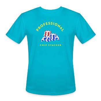 Professional_Chip_Stacker - Men's Moisture Wicking Performance T-Shirt - turquoise - Front - Jackson (183cm)