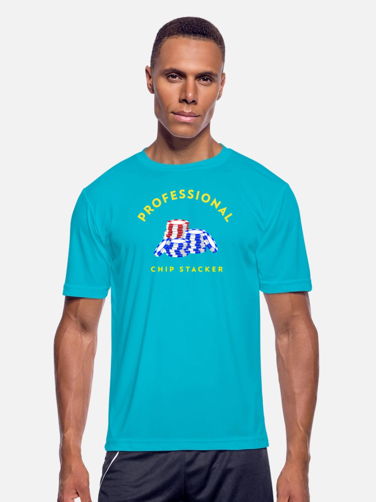 Professional_Chip_Stacker - Men's Moisture Wicking Performance T-Shirt - turquoise - Front - Jackson (183cm)